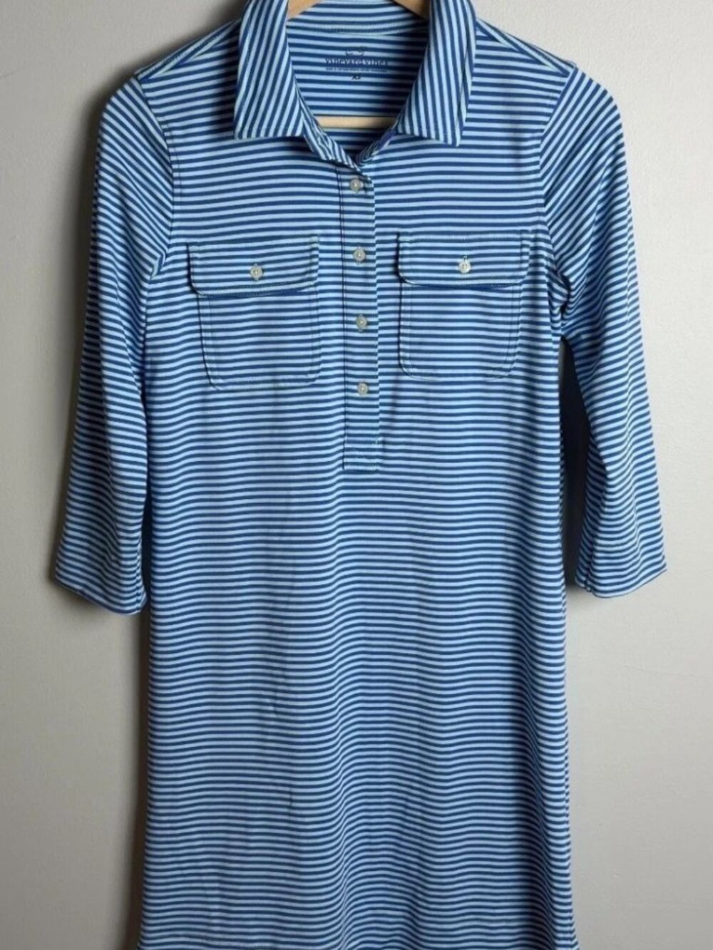 Vineyard Vines Striped Polo Dress Blue 3/4 Sleeve Performance Tunic Size XS Wm’s